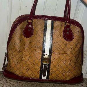 L.A.M.B Mandeville brown and burgundy large purse